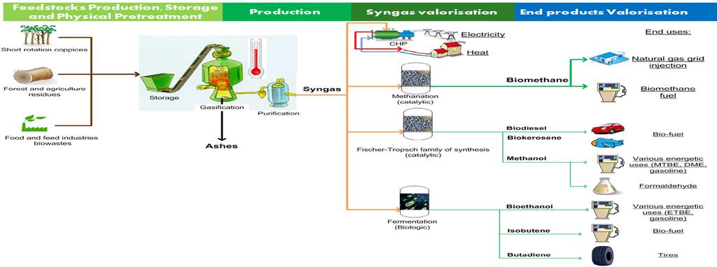 2 nd generation : biogas from dry biomass Gasification is one of the alternative