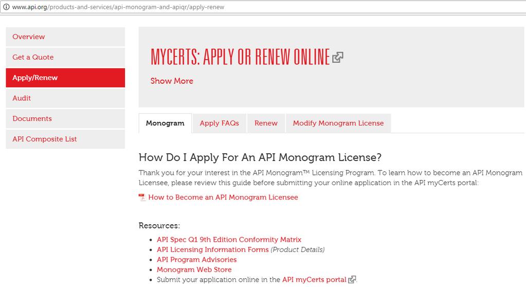 How to Apply for Monogram Licensing http://www.api.