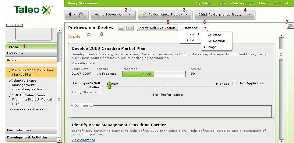 Chapter 3 - Performance Review Management Getting Started with Performance Review Management Weighting Review Section Section Item Performance Review Page The Performance Review page displays all the