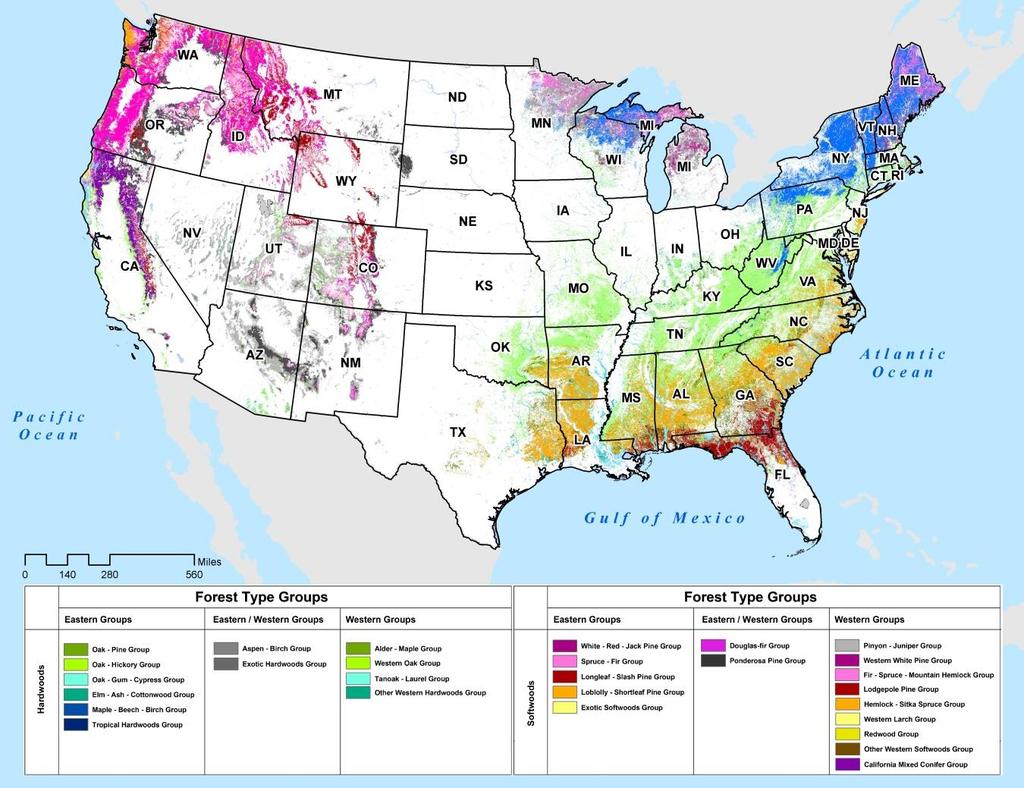 3 Removal and Inventory Trends by Region 3.1 Overview Regionally, forest inventories are a product of the forest types that exist in the different physiographic regions of the United States.