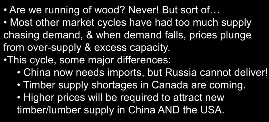 Global Perspective: Trends & Drivers Are we running of wood? Never!