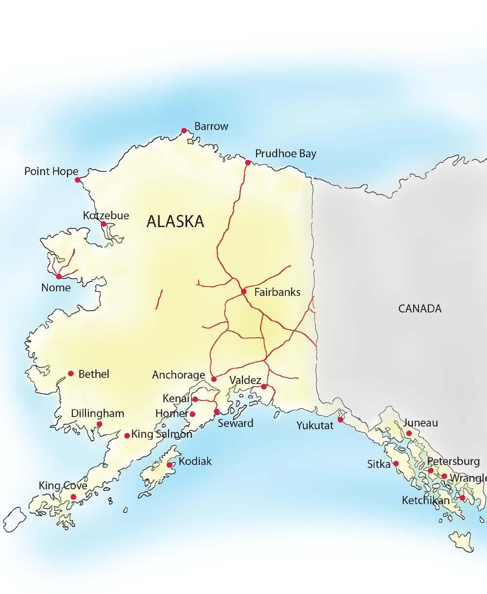 2 The lack of highways in Alaska means that most shipments go by air or sea. There is no railroad service from the Lower 48 states or from Canada to Alaska, so railcars must move on barges.