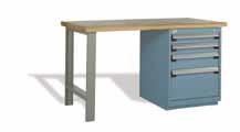 Workstation System Workbench with Cabinet Laminated wood top; Legs 27 D x 32 H, equipped with electrical outlet knockouts on front of the