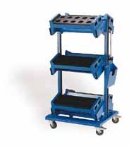 The carts are equipped with smooth-rolling, silent, 4 polyurethane casters that glide easily even over metal fragments and greasy surfaces.
