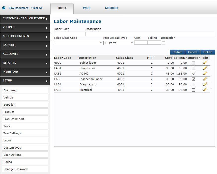 Labor Setup To setup your shop labor rate in ALLDATA Manage Online select Setup >> Labor.