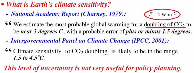 The Earth s Climate Sensitivity From Steve Schwartz, DOE, http://www.ecd.