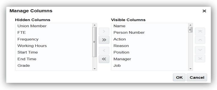 VIEW ADDITIONAL FIELDS Track more information in Workforce Modeling with additional hidden fields in the table view.