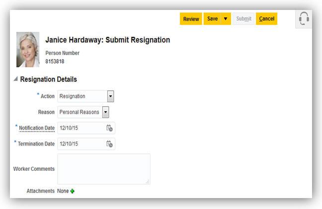 Worker Resignation Using Self Service If you use the predefined reference roles, then no steps are necessary to enable this feature.