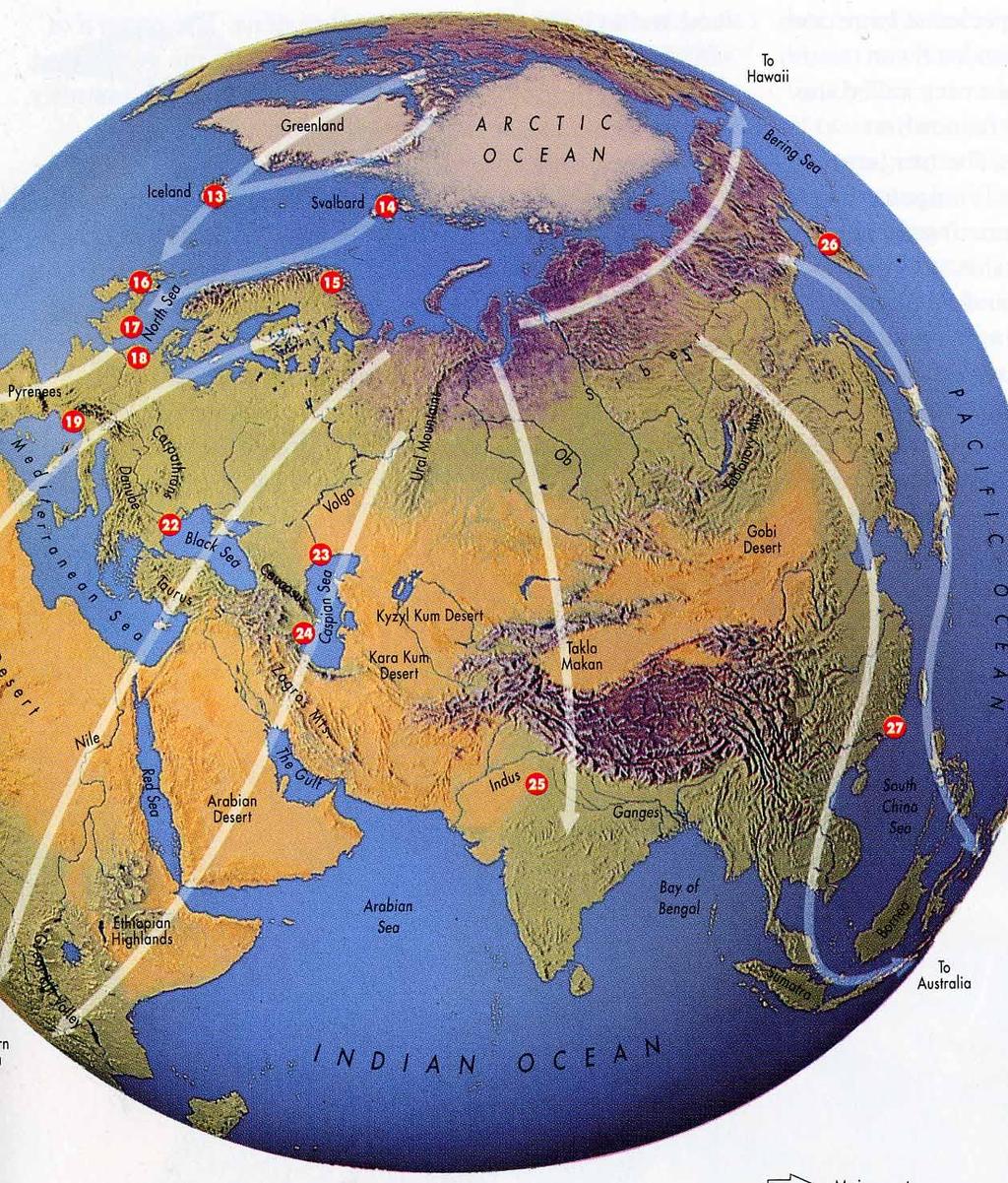 Migration routes in Eurasia Yellow River
