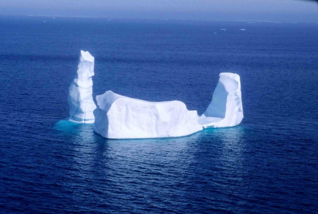 ice cubes to simulate sea ice (icebergs).