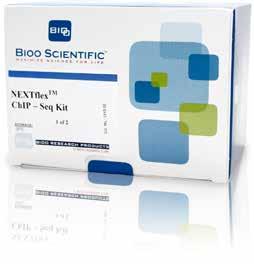 NEXTflex ChIP Sequencing Kits for Illumina Low 1-10 ng input requirement For use with ChIP or genomic DNA samples Faster protocol - Bead-based cleanup shaves hours off of library prep Enhanced