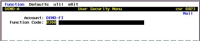 Cash Transactions Tracking System (8300) User Guide Accessing 8300 Follow these steps to access 8300 from the User Security Menu. Figure 1.