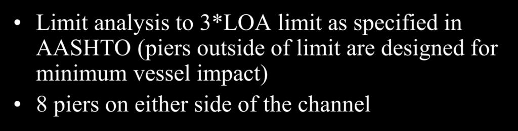 Vessel Impact Risk Analysis 3*LOA = 2310 ft CL