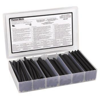 HS-KIT Thin-Wall Insulation Kit HS-KIT Description 37 (11 m) Assorted Sizes Black Colour Thin-Wall Heat Shrink Tubing in plastic reusable case Weight Each Kit UPC Code 1 lb. /0.