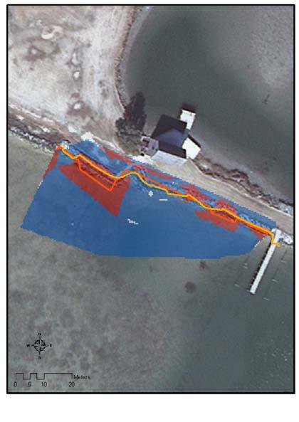 East River Riprap Site September 21-May211 May 211-October 211 Zero Contours Sept 21 May 211 October 211 Cut and Fill VOLUME Deposition No Change Erosion The two rasters in the figure above represent