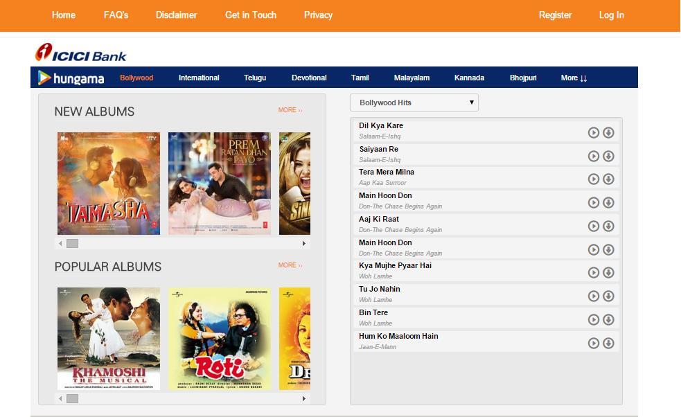 ICICI Hungama Portal ICICI - Hungama portal is developed for listing and selling the music files