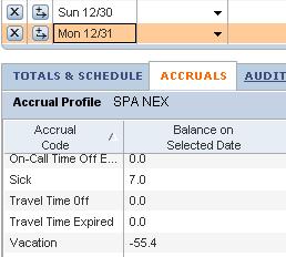 Negative Year End Leave (TIM Administrators) Paying Back Negative Vacation and Sick Hours in TIM In this example, the employee owes 40 Vacation hours on December 31 st and has at least 40 positive