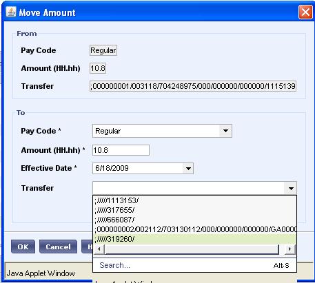 2. For this transaction the hours should stay in the Regular Pay Code however the transfer will be filled out to move the hours onto the new position.