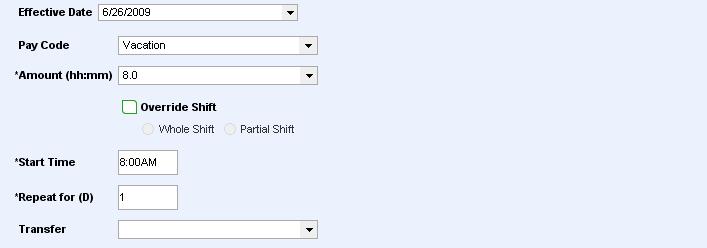 11. For the Override Shift check box: Select the check box if the pay code will replace a shift.