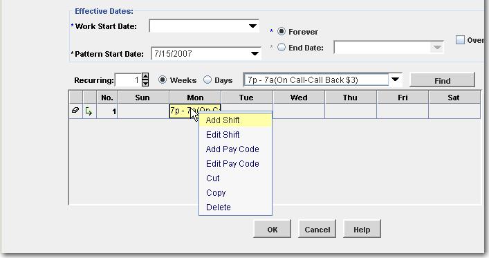 You have now added an On Call pattern to your employee s regular schedule for one day every week.