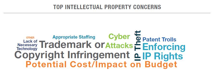 Intellectual Property Nearly 70% of respondents identified the enforcement of IP rights as a challenge for their in-house departments, making it the most frequently cited concern with respect to