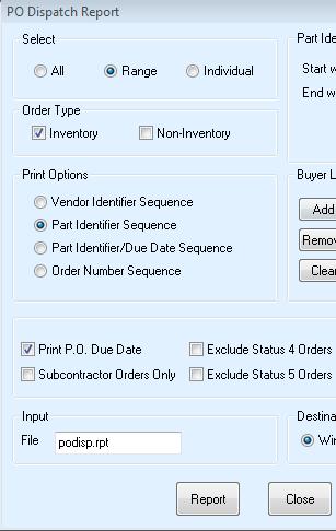Purchasing Control User Guide - 13 of 96 The sentence: Choose whether to list All, a Range, or Individual part numbers refers to the above selection process throughout Exact MAX 5.