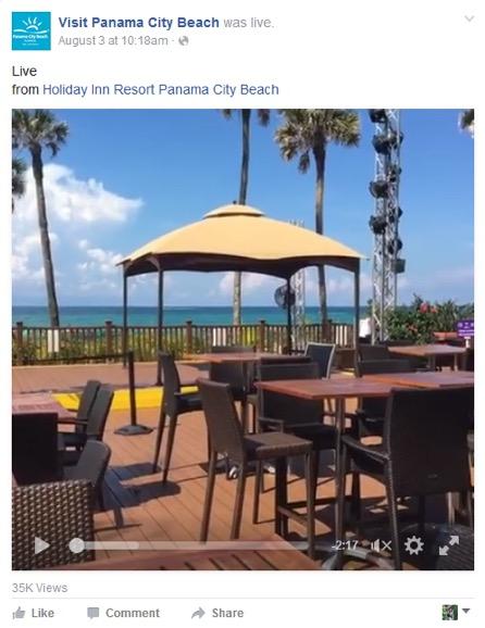 Facebook Live Partnership Highlights Provide Facebook users with inspiring content connecting them to the destination in real time Visit Panama City Beach Facebook has over 430,000 likes on Facebook,