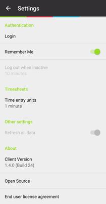 Changing Settings Changing Settings Use the Settings screen to change your login credentials, set your preferences, and force a refresh of the data held on your Android device.