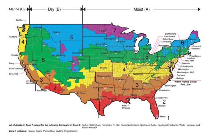 Figure 2. Climate Zone Map (Source: U.S. Department of Energy) Table 1.