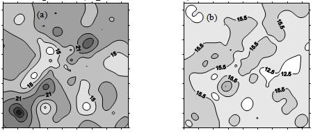 (a) depth 0-10 cm. Fig. 13: Variation of the water content (%). (b) at depth 10-20 cm. 3.