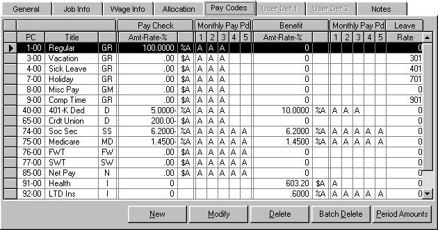 Employees Employee Records Employee Pay Codes Select the pay codes that will be used to calculate the employee s paycheck and benefits. View the employee s pay codes.