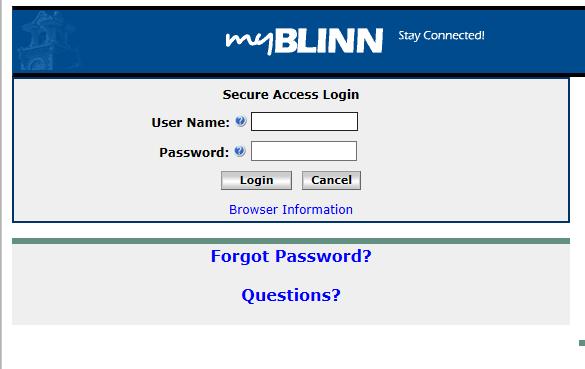 Logging In From Blinn s Homepage click on the MyBlinn link Enter your network User Name and