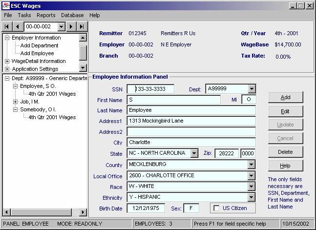 Figure 2 22 To edit the employee record, click Edit as shown in Figure 2 21 above. Note the beside the employee s name.