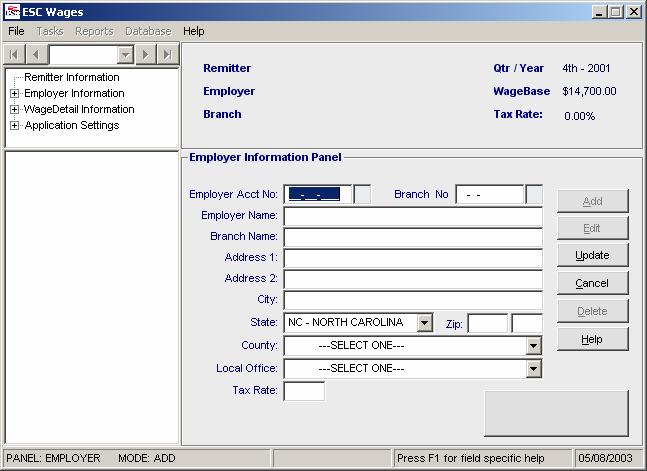 Remitter Information Enter and modify Remitter Information in the ESC Wages module.