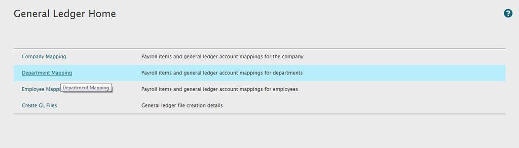 Map General Ledger Accounts to a Department 1.