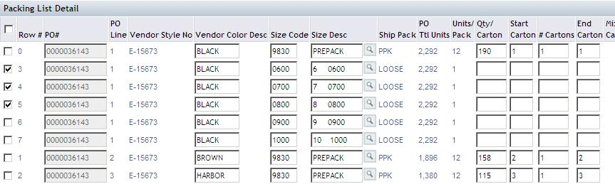 3. The Loose lines for each SKU in that PPK will appear. Check the SKU s (sizes) that you do not need. (If you need them all, then ignore this step). And then click the button. 4.