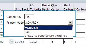 labels Need to reprint for Click on the row that includes the label you need: carton 115 Select Reports > Print Single UCC-128