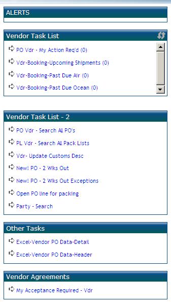 Vendor Task lists In the center of the Dashboard, you will see Task lists. These are meant to serve as locations where you can monitor your workload.