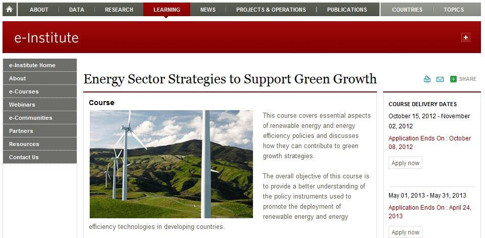 E-Course and Further Reading http://einstitute.worldbank.org/ei/course/energy-sector-strategies-support-green-growth Further Reading Elizondo-Azuela, G. and L.A. Barroso.