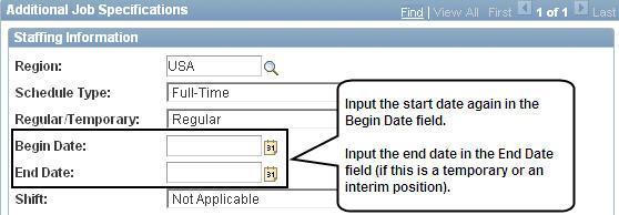 If you are posting an Interim Position, click on the magnifying glass and enter the Name and Employee ID number of the