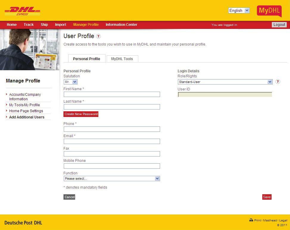 Manage Multiple Users 15 ADDITIONAL USERS As the Corporate Administrator, you will have the ability to grant employee access to your company s DHL Express accounts within the shipping management