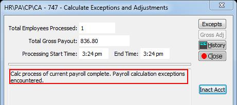 Create Payroll exception for