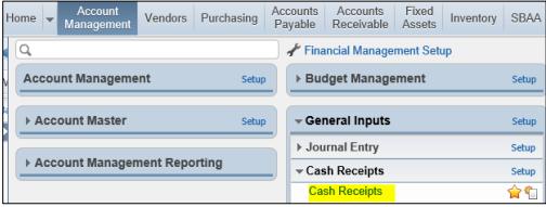 Cash Receipts -
