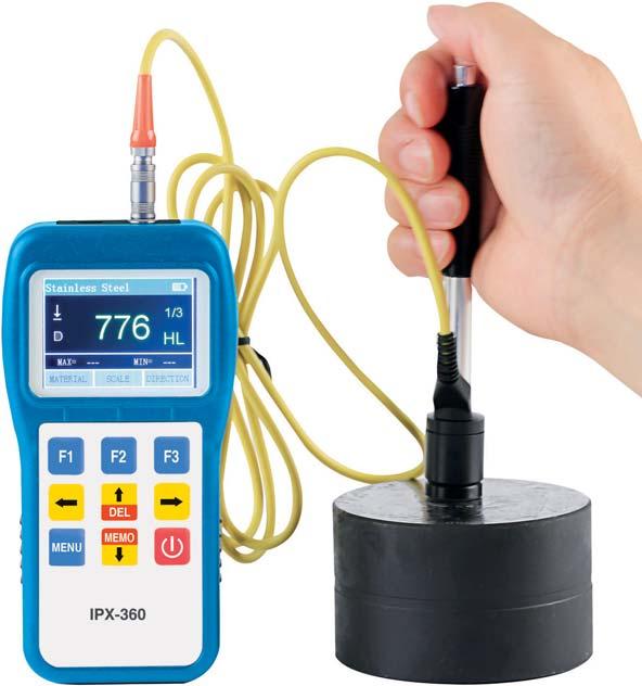Portable Hardness Tester IPX-360 Colour display (320x240 TFT) with adjustable backlight Hardness scales, HRA, HB for D impact device of alloy tool steel; HV for cast aluminium alloy New user material