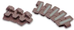 thermoplastic sideflexing chains WITH UE INSETS - HFL 880 O SEIES TAVEL HFL 880 O - HIGH FITION LINK Pins in special chrome-nickel stainless, work hardened for high resistance.