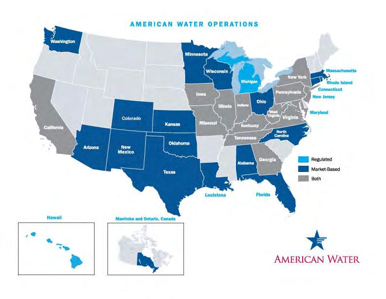 Who Is American Water We are the largest publicly traded water and wastewater utility in the United States Broad national footprint and strong local presence Services to an estimated 14
