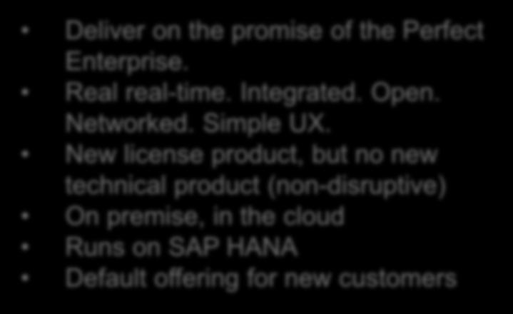 customers SAP Suite on HANA Most modern & performant platform No more batch