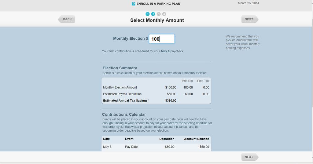 Step 4: Select your monthly payroll deduction Enter the
