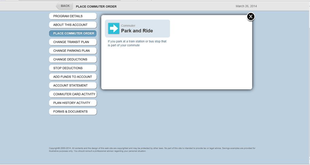 Step 8: Place Your Order for a Parking Benefit You must now Click