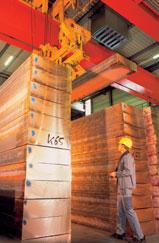 The production Semi-continuously cast slabs are heated in a gas-fired furnace to the optimum temperature for hot rolling.